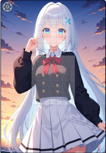 白髪ロングの女の子の脱衣ブロック崩しゲーム