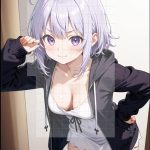 銀髪キャミソール女子